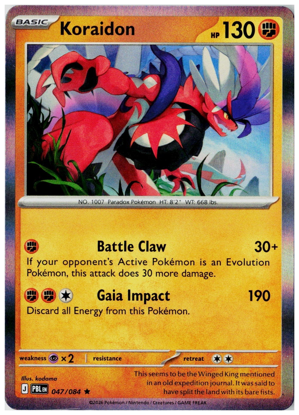 2026 Pokemon Pitch Black Koraidon #047/084 /84