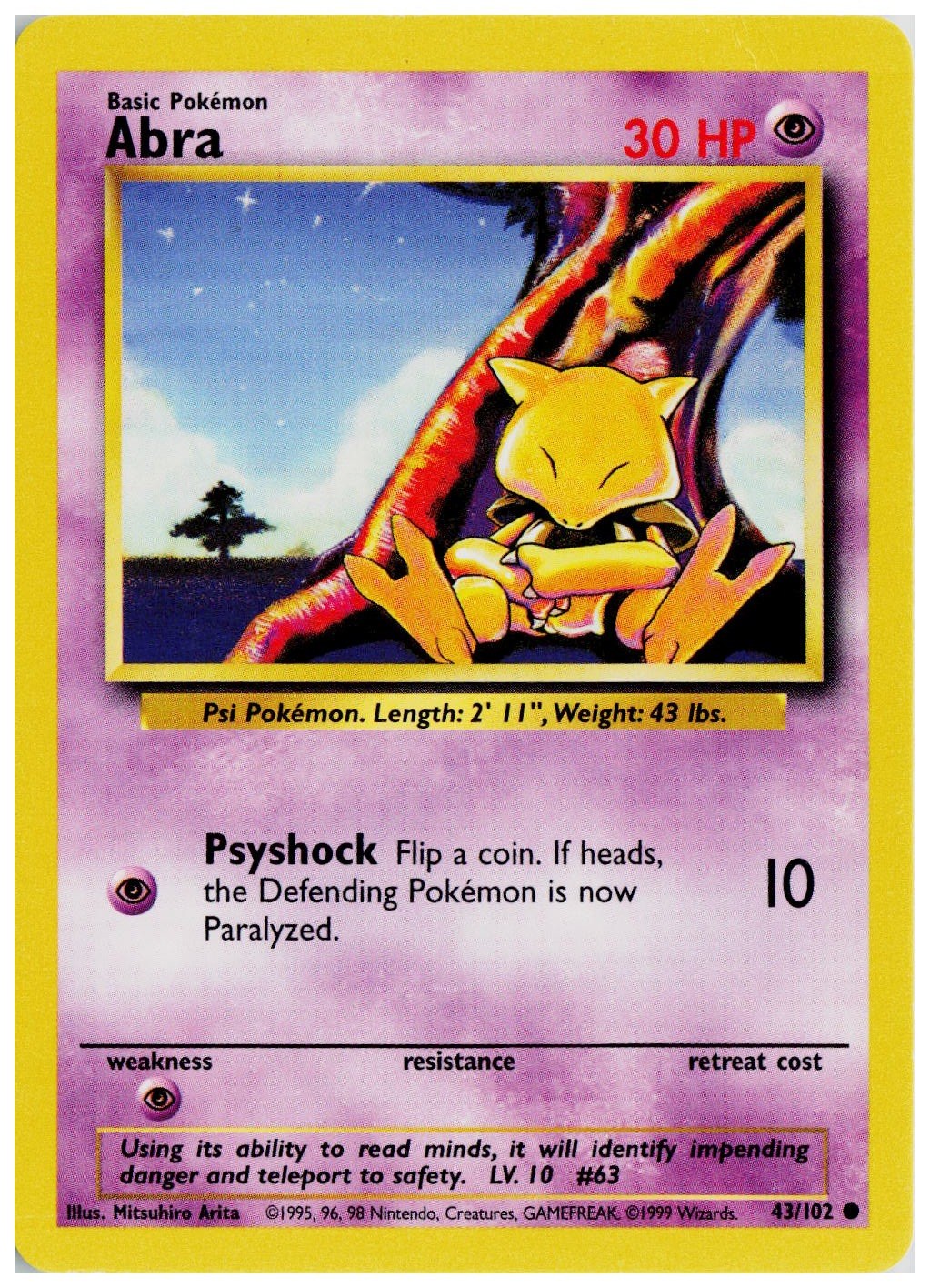 1999 Pokemon Base Set #043 Abra