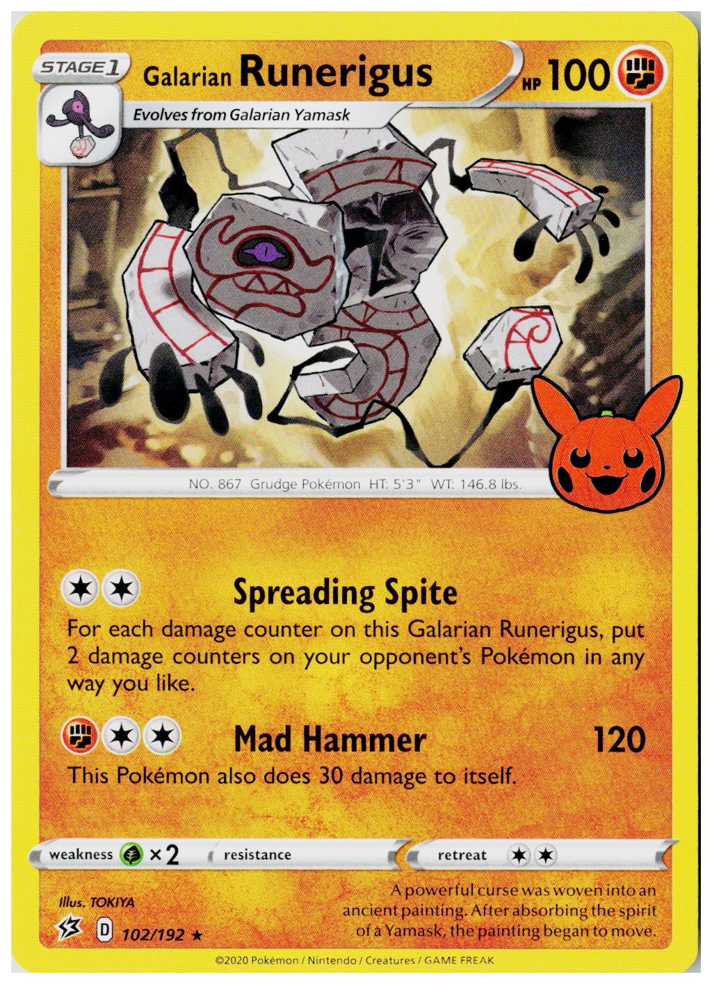 2023 Pokemon TTBB23: Trick or Trade BOOster Bundle #102 Galarian Runerigus