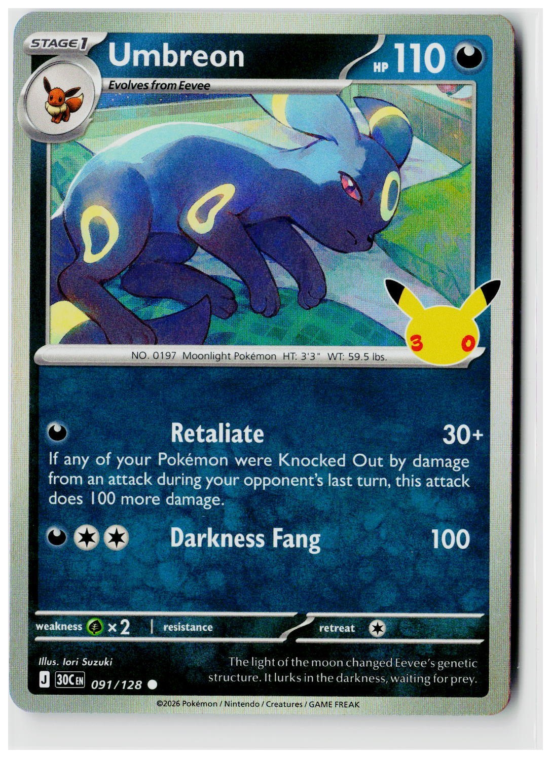 2026 Pokemon ME: 30th Celebration #091 Umbreon