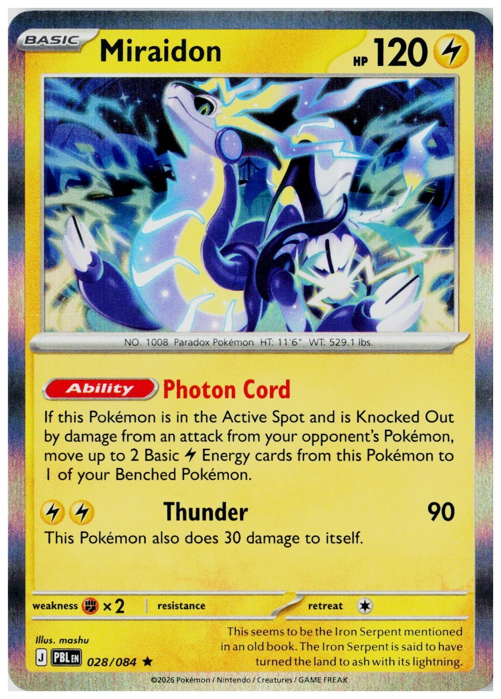 2026 Pokemon ME05: Pitch Black Miraidon Holo #028 /84
