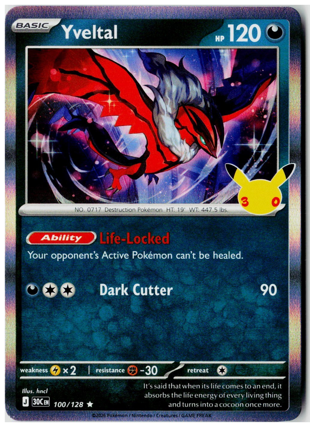 2026 Pokemon 30th Celebration #100 Yveltal