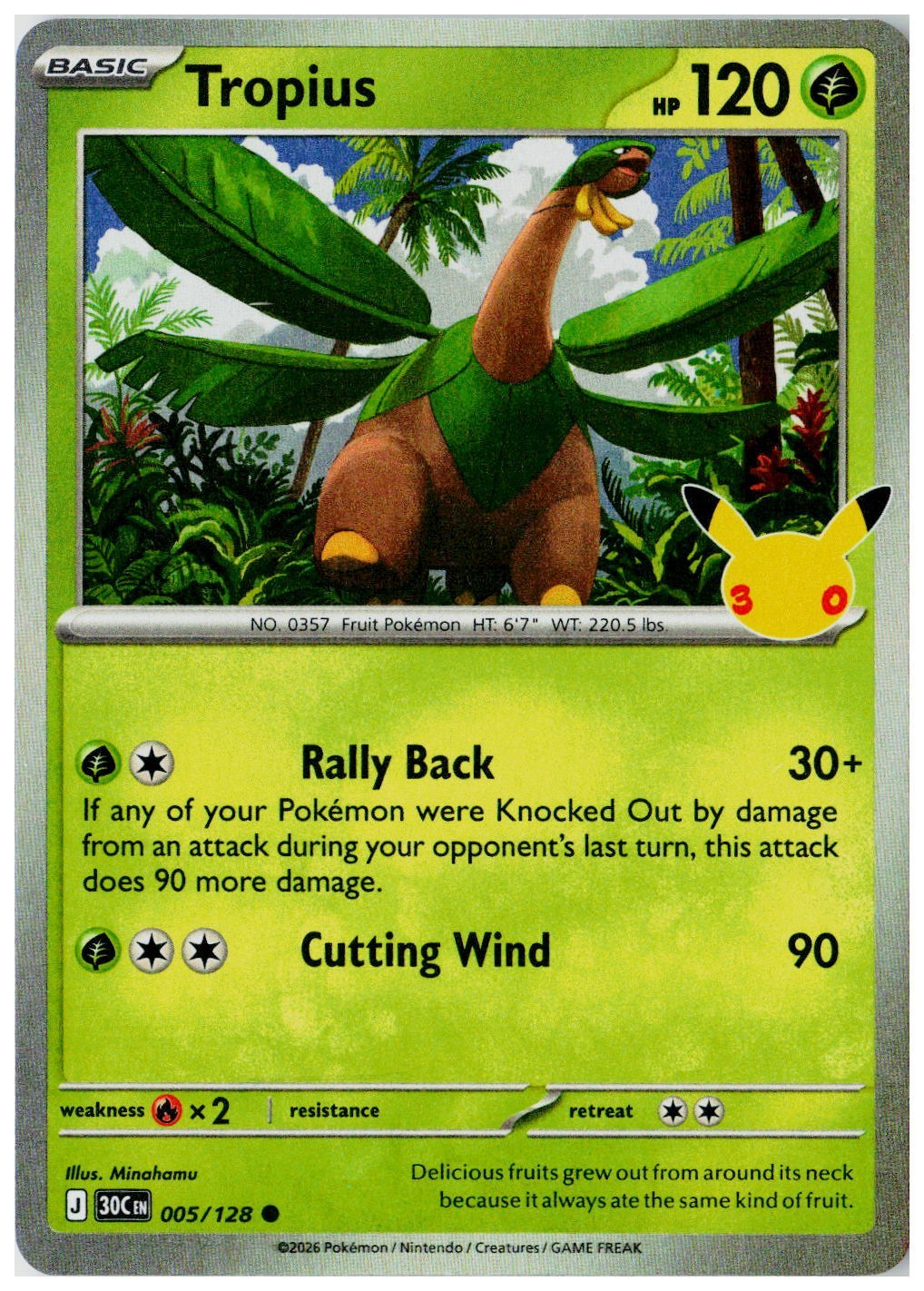 2026 Pokemon ME: 30th Celebration #005 Tropius