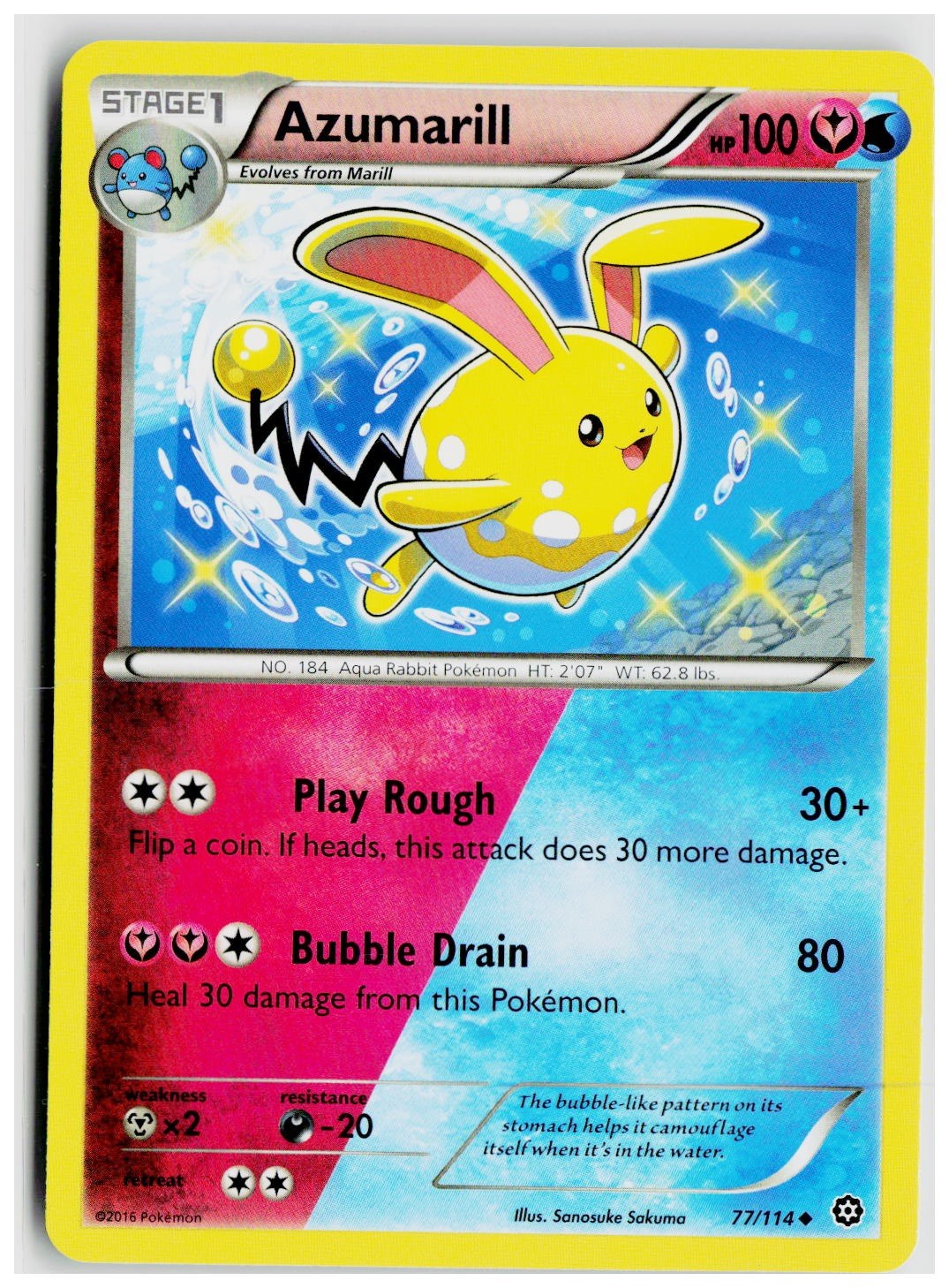 2016 Pokemon XY - Steam Siege #77 Azumarill