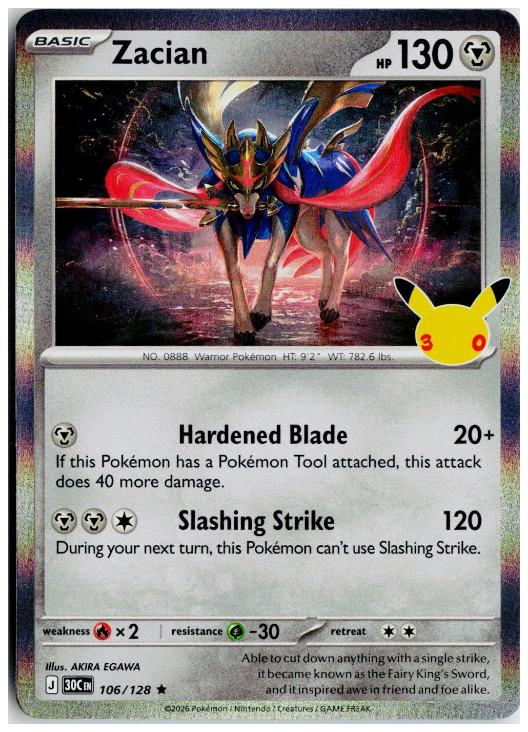 2026 Pokemon ME: 30th Celebration #106 Zacian