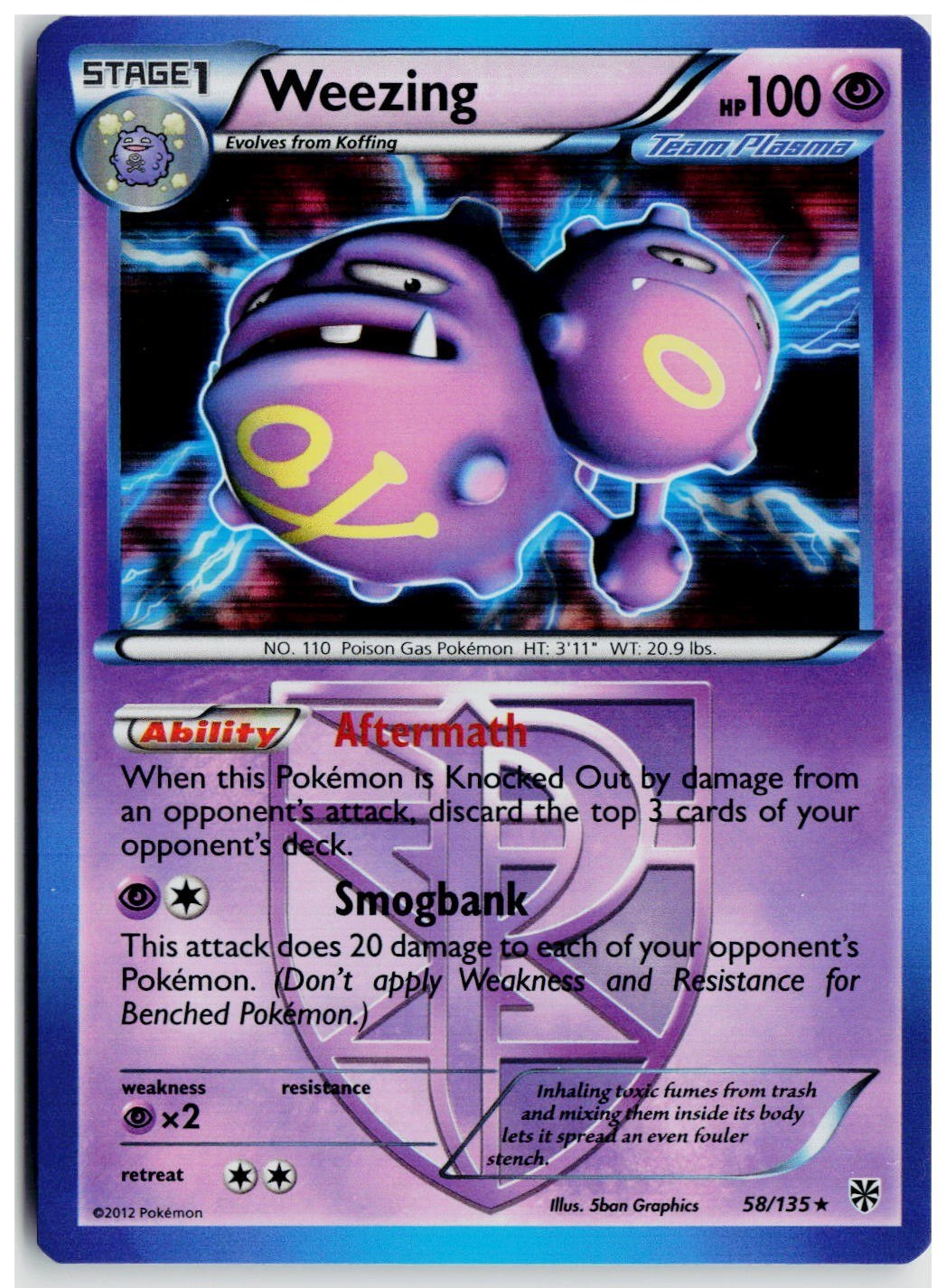 2013 Pokemon PLS: Plasma Storm #58 Weezing (Team Plasma)