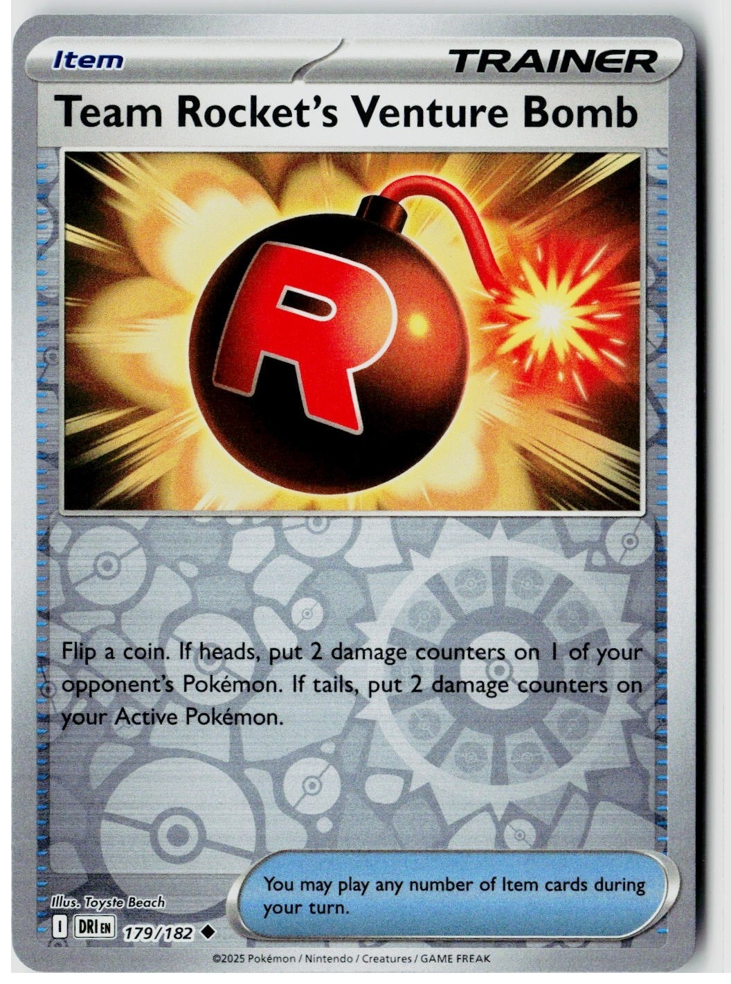 2025 Pokemon SV10: Destined Rivals Team Rocket's Venture Bomb Reverse Holo #179 /182