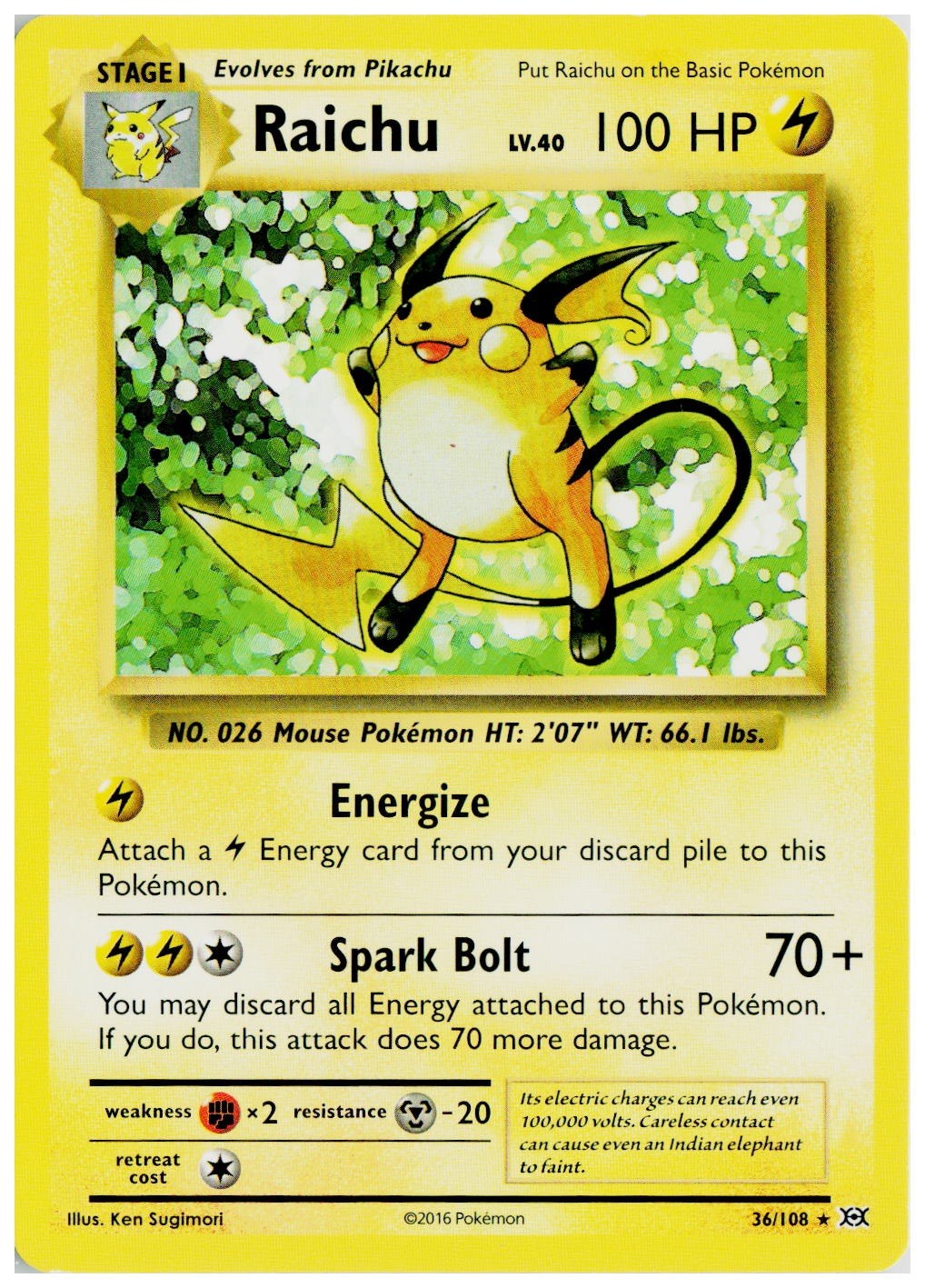 2016 Pokemon XY - Evolutions #36 Raichu