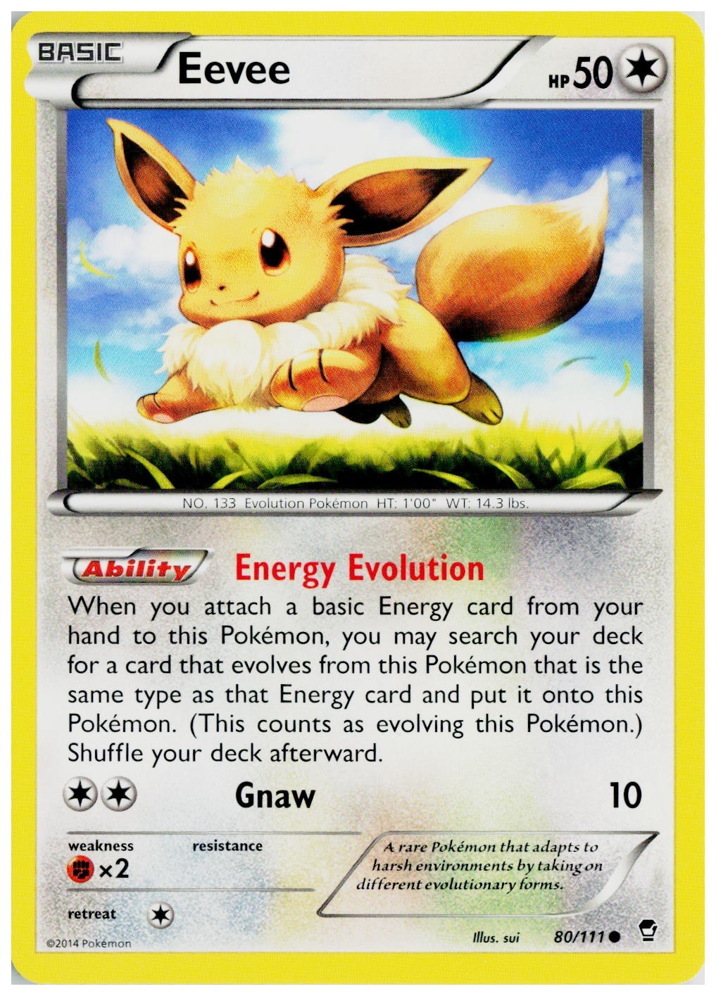 2014 Pokemon XY - Furious Fists #80 Eevee