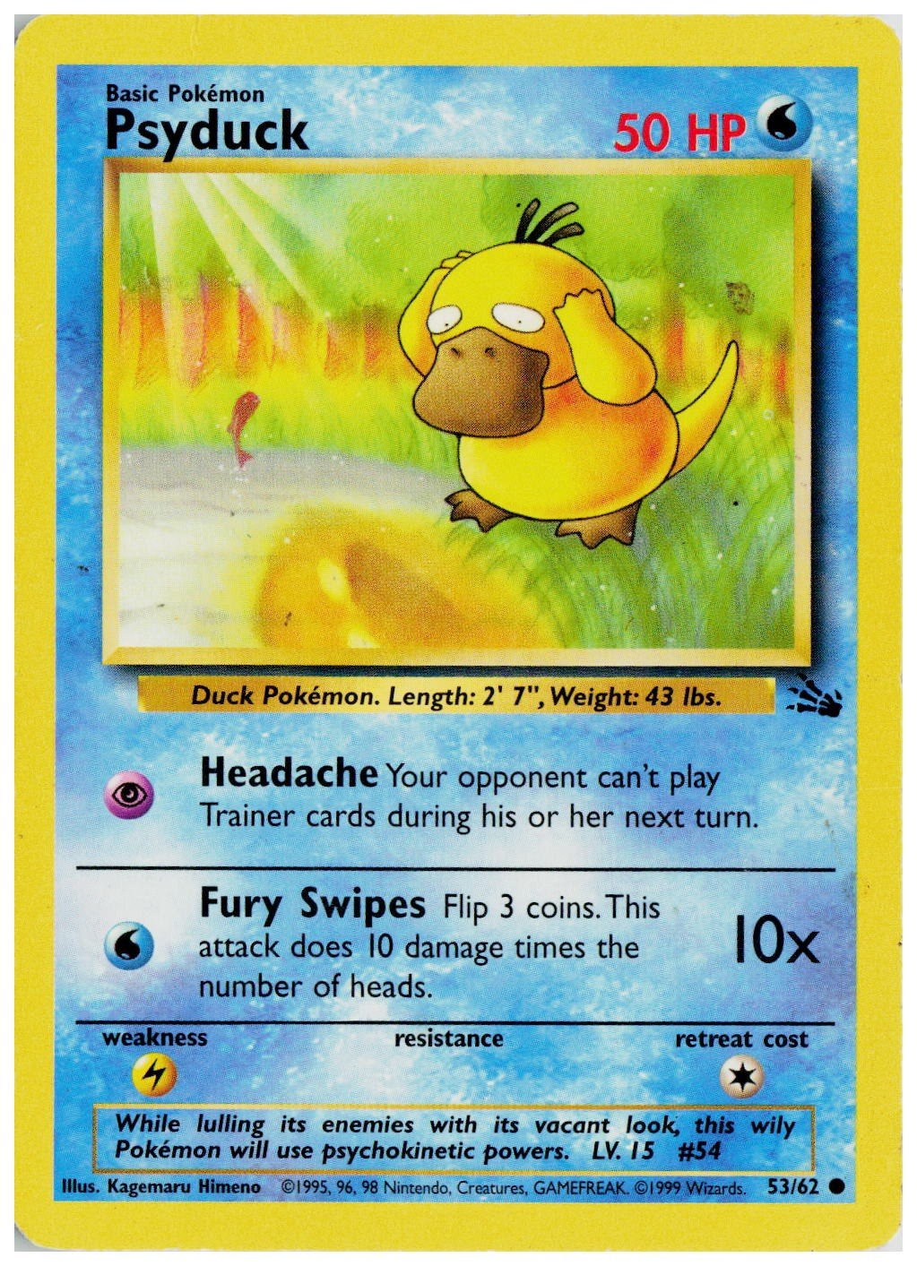 1999 Pokemon Fossil #53 Psyduck