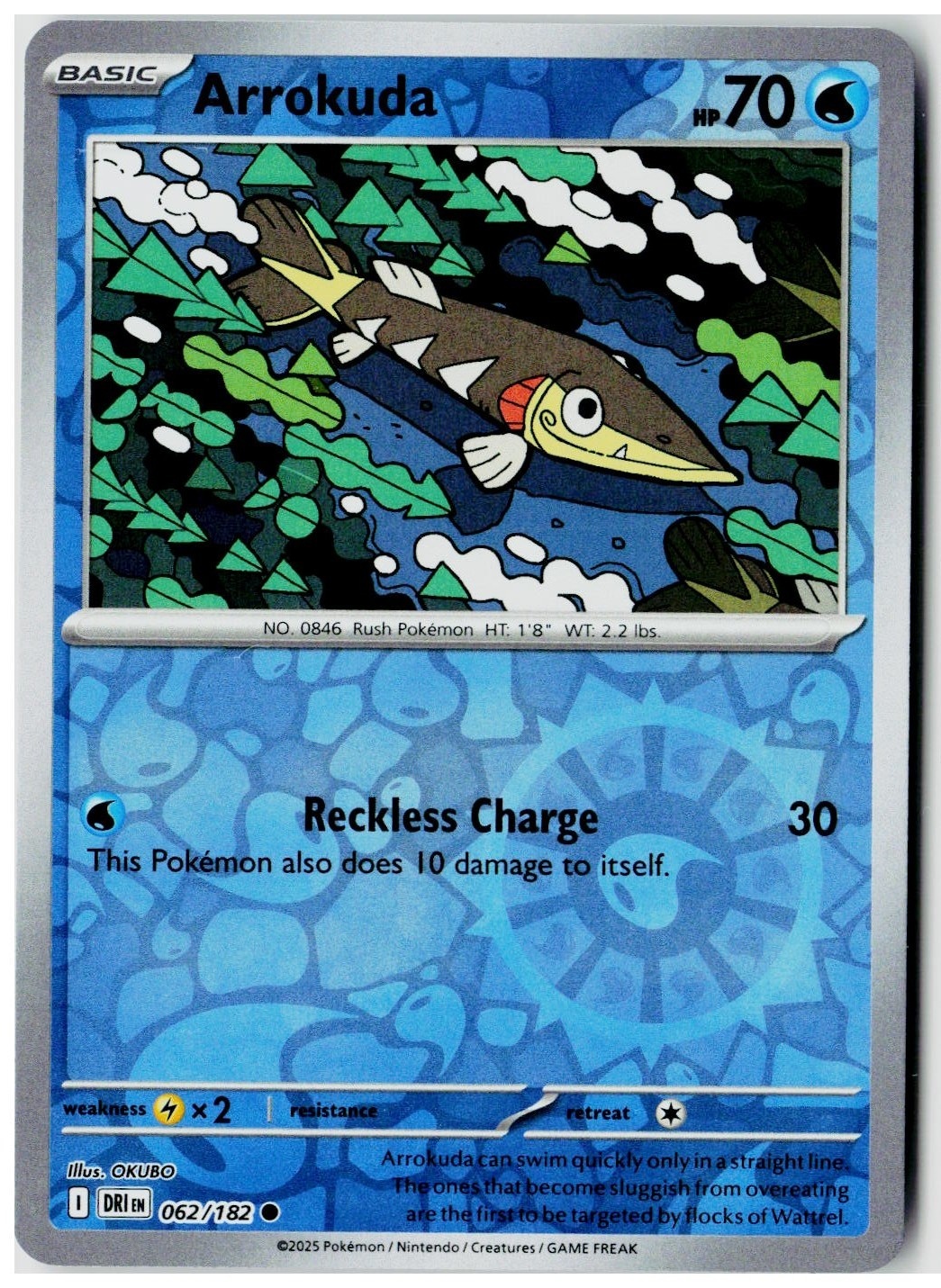 2025 Pokemon SV10: Destined Rivals Arrokuda Reverse Holo #062 /182