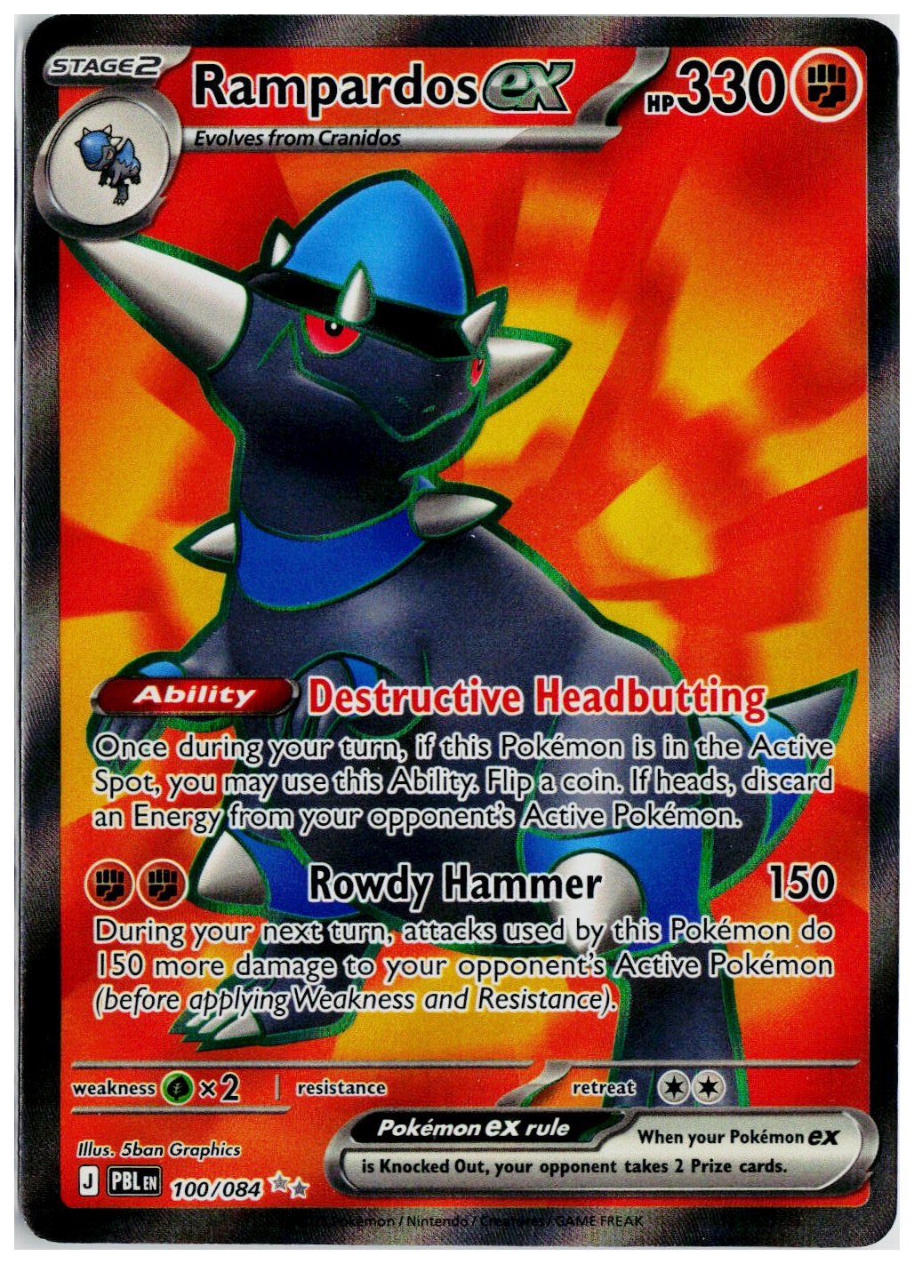 2026 Pokemon ME05: Pitch Black #100 Rampardos ex