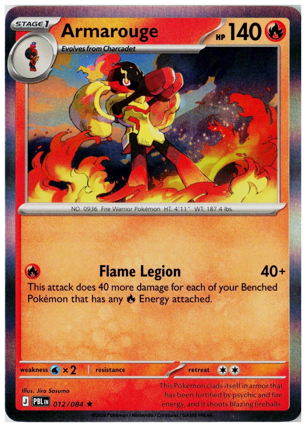 2026 Pokemon ME05: Pitch Black Armarouge Holo #012 /84