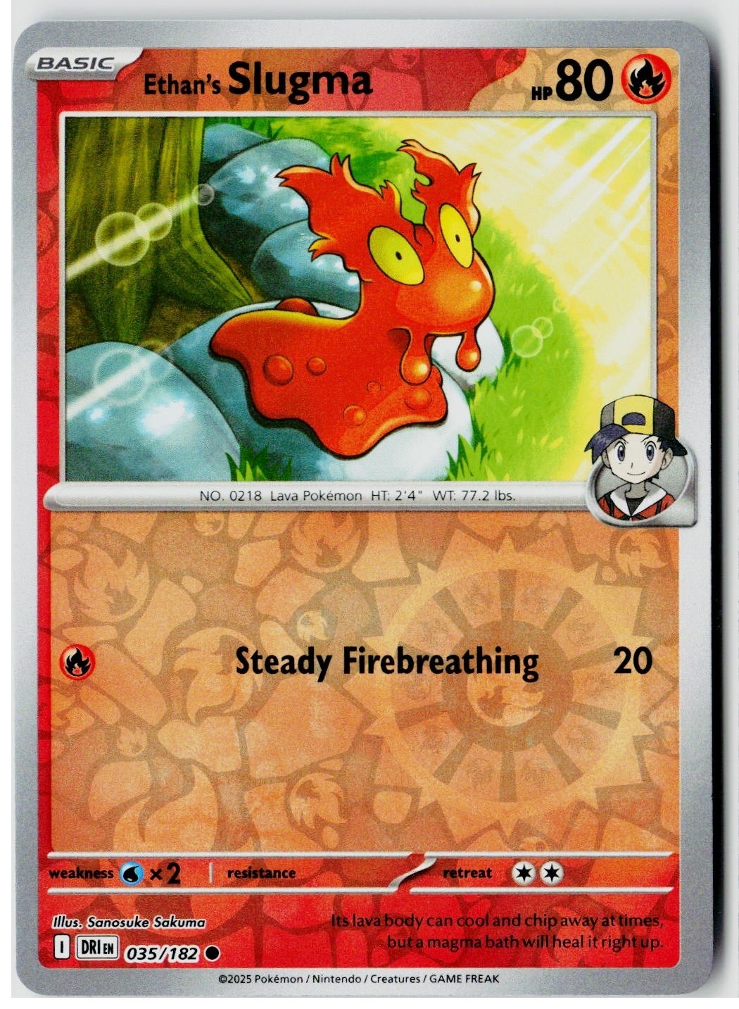 2025 Pokemon SV10: Destined Rivals Ethan's Slugma Reverse Holo #035 /182