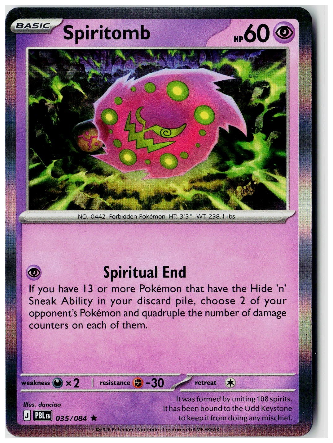 2026 Pokemon ME05: Pitch Black Spiritomb Holo #035 /84
