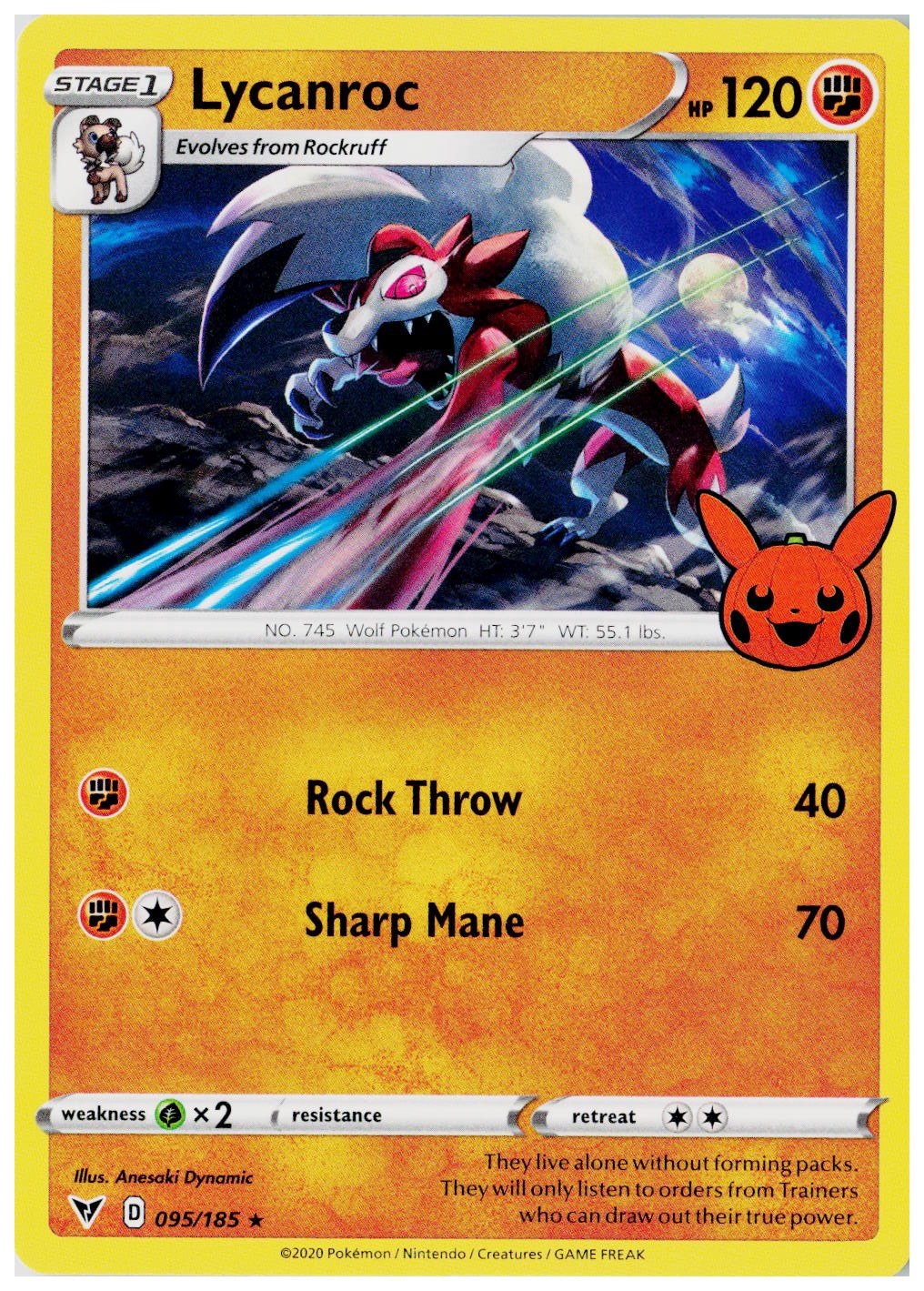2023 Pokemon TTBB23: Trick or Trade BOOster Bundle #095 Lycanroc