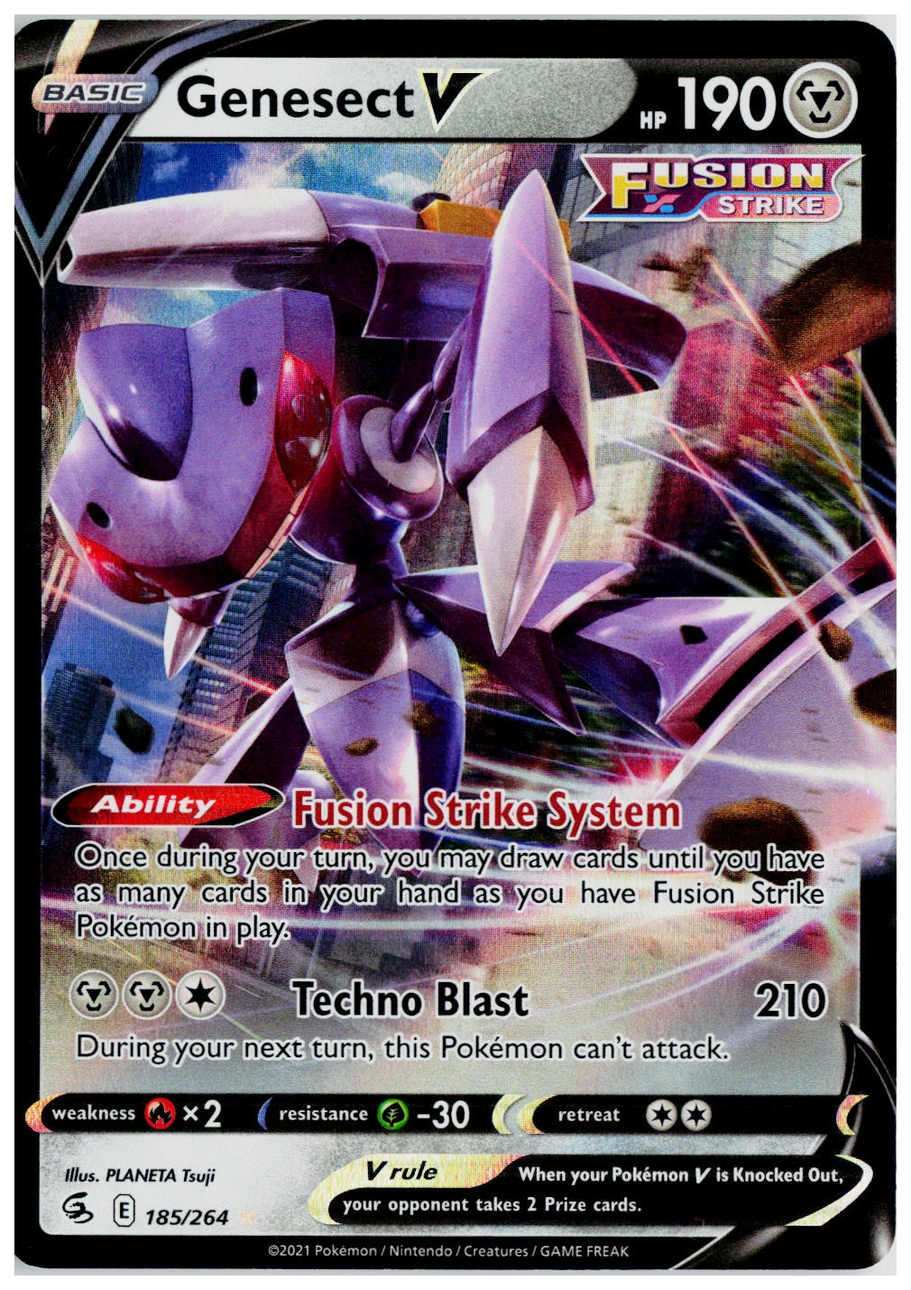 2021 Pokemon SWSH08: Fusion Strike #185 Genesect V