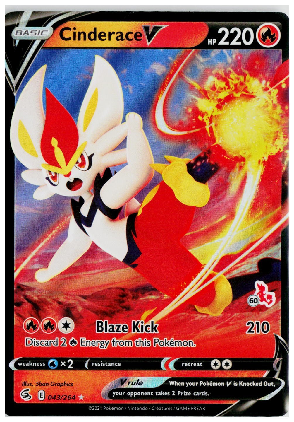 2021 Pokemon SWSH08: Fusion Strike #043 Cinderace V