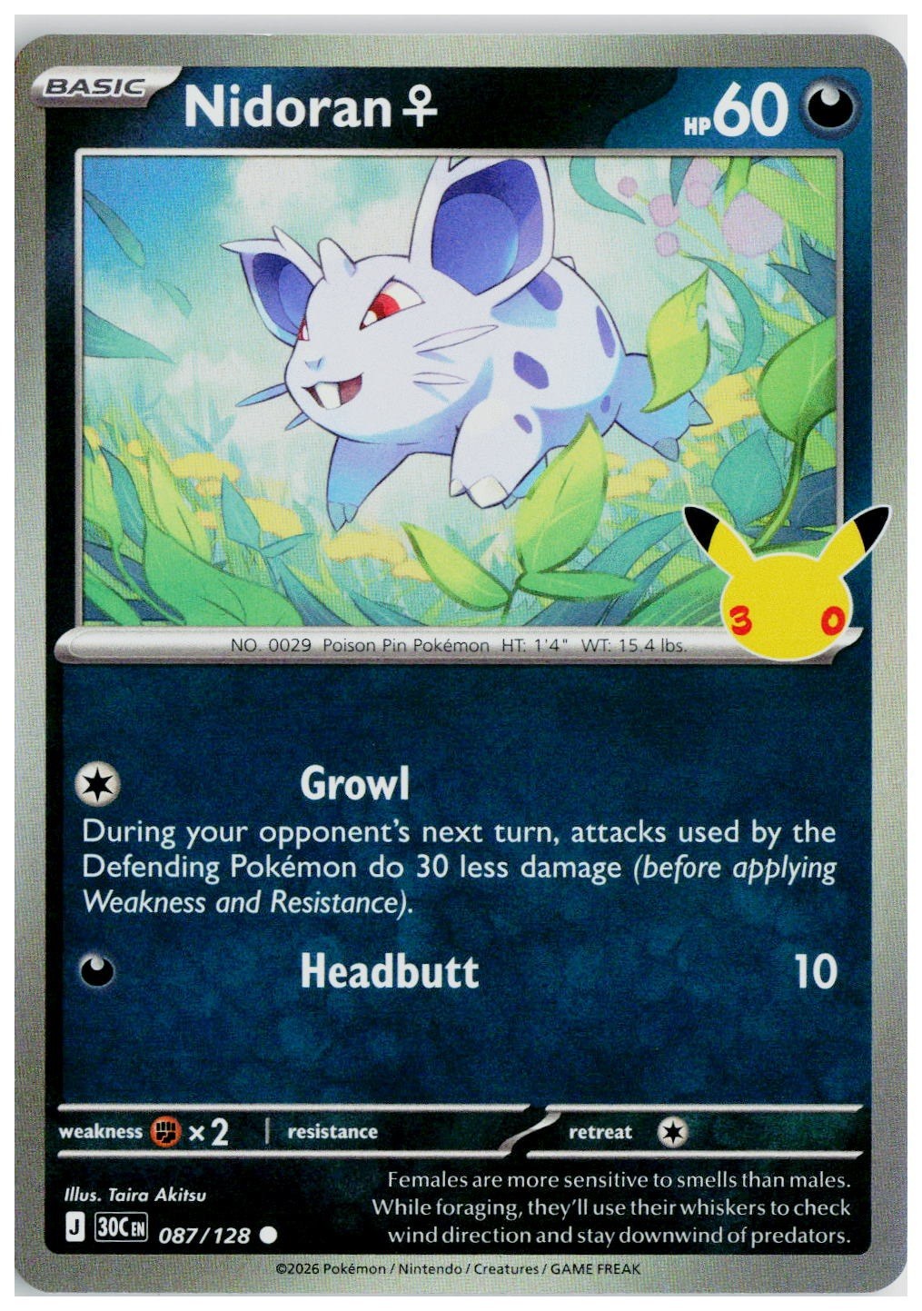 2026 Pokemon ME: 30th Celebration #087 Nidoran F