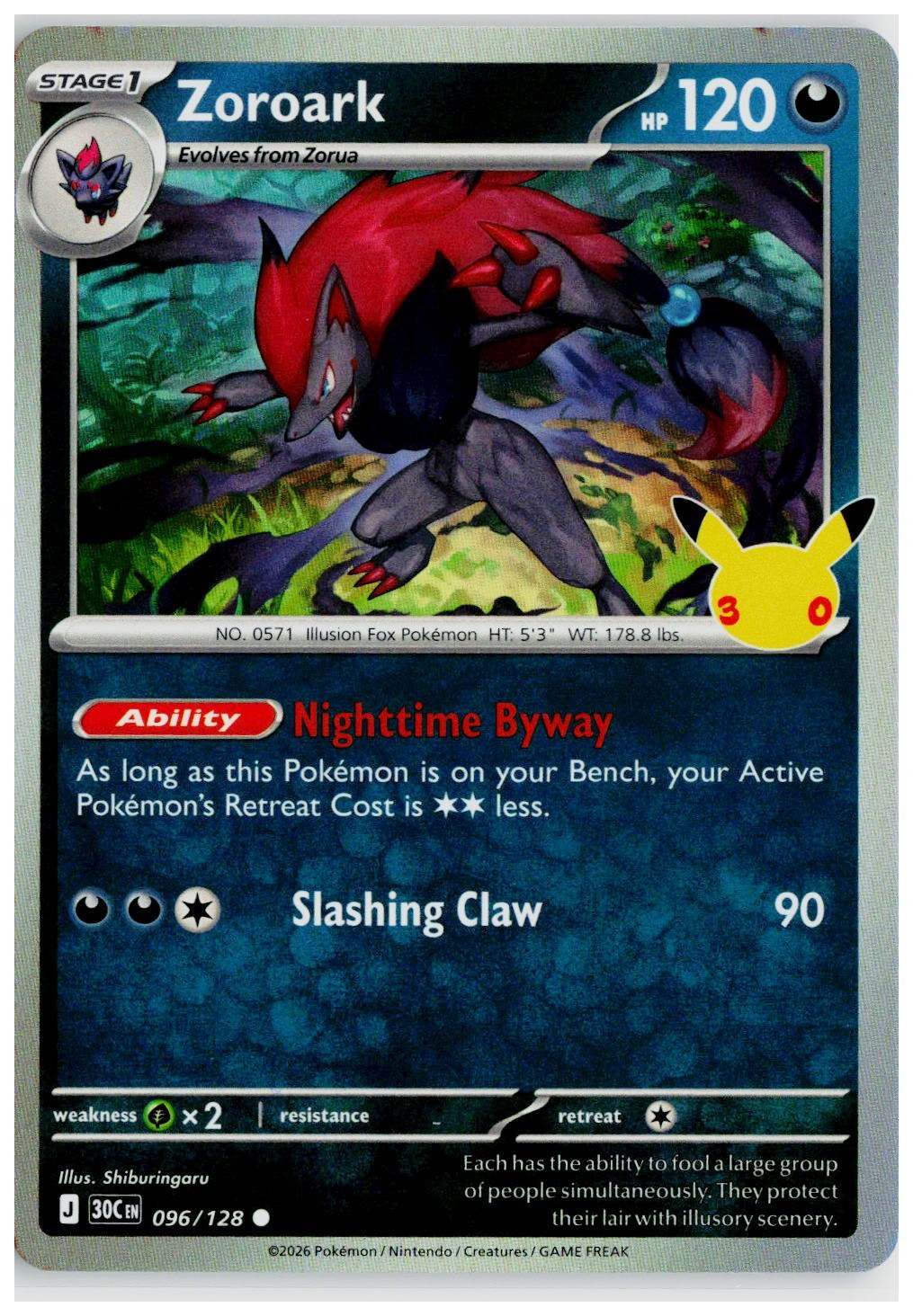 2026 Pokemon ME: 30th Celebration #096 Zoroark