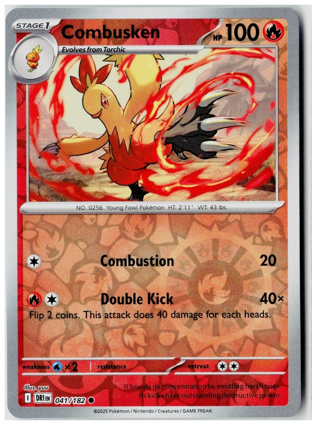 2025 Pokemon SV10: Destined Rivals Combusken Reverse Holo #041 /182