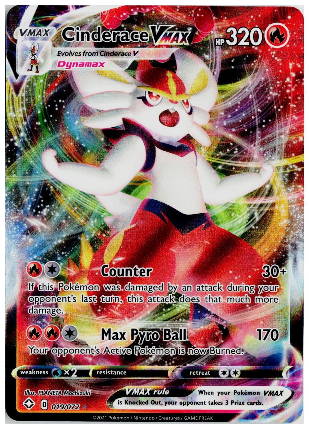 2024 Pokemon SHF: Shining Fates #019 Cinderace VMAX