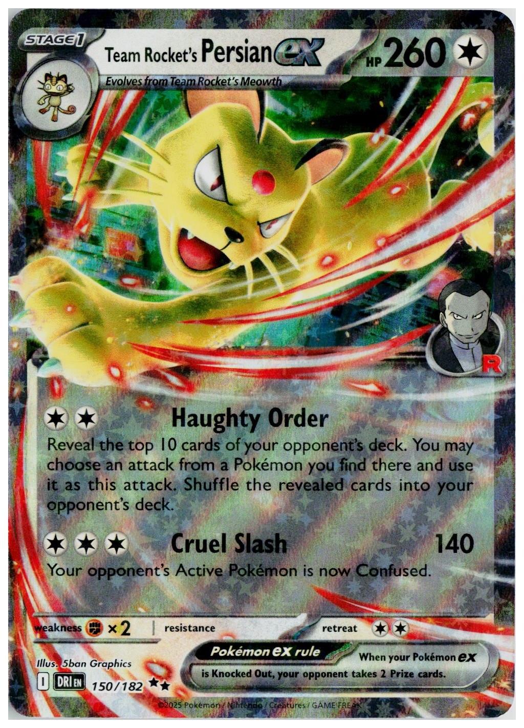 2025 Pokemon SV10: Destined Rivals #150 Team Rocket's Persian ex