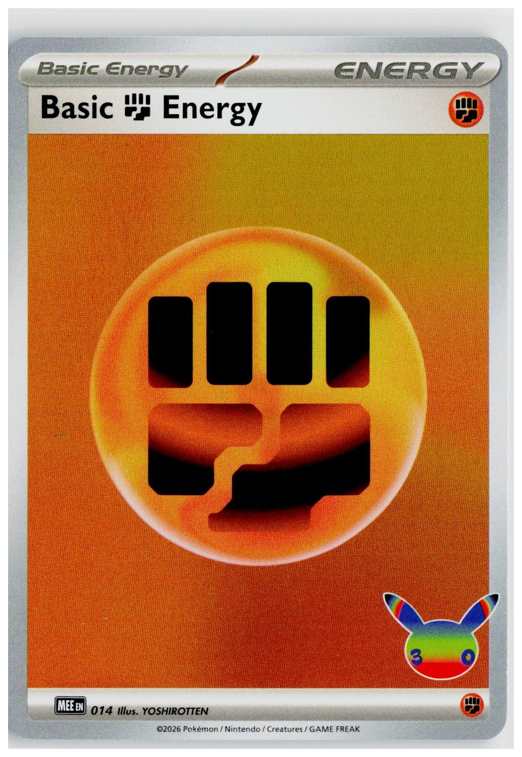 2026 Pokemon MEE: Mega Evolution Energies #014 Basic Fighting Energy