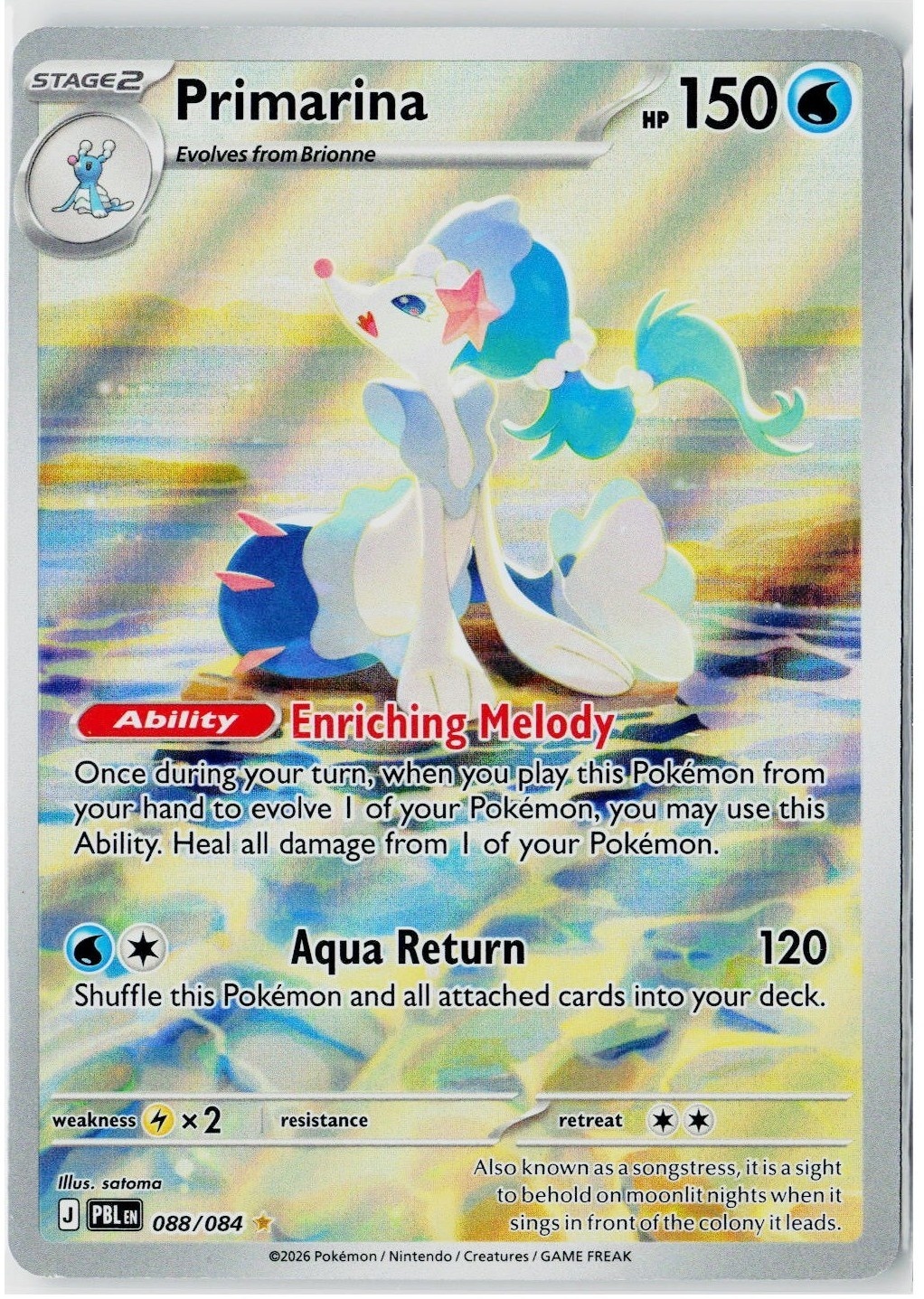 2026 Pokemon ME05: Pitch Black Primarina Illustration Rare #088 /84