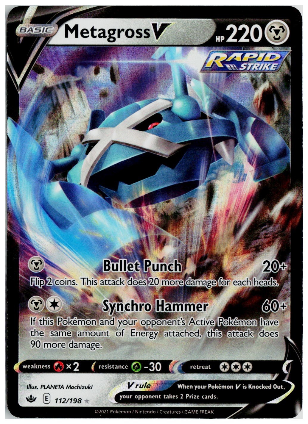 2021 Pokemon SWSH06: Chilling Reign #112 Metagross V