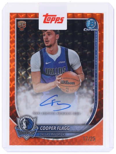 2025 Bowman Chrome Autograph Orange Geometric Refractor Cooper Flagg #BCACF 17/25 FACTORY SEALED