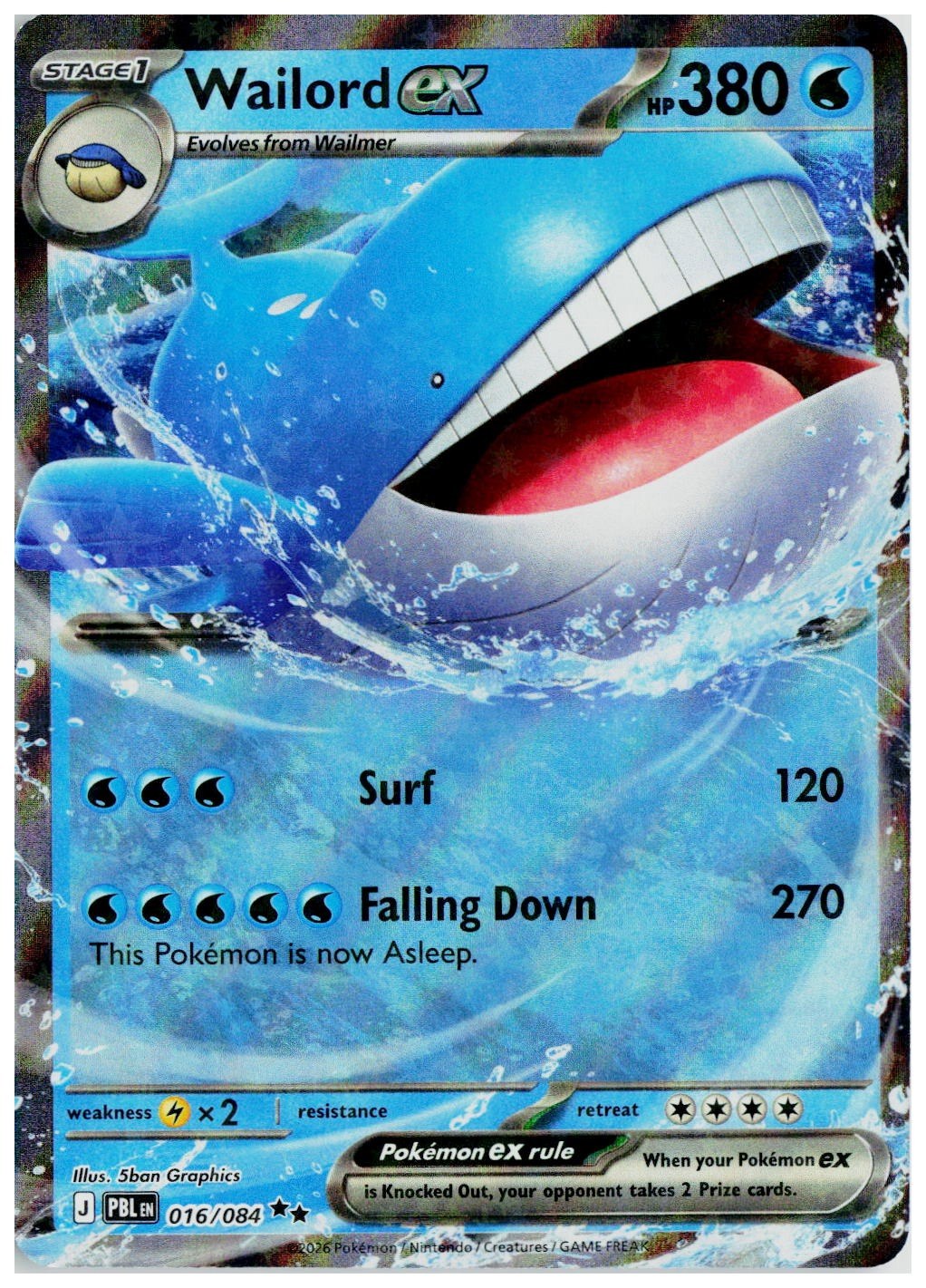 Pokemon 2026 ME05: Pitch Black #016 Wailord ex