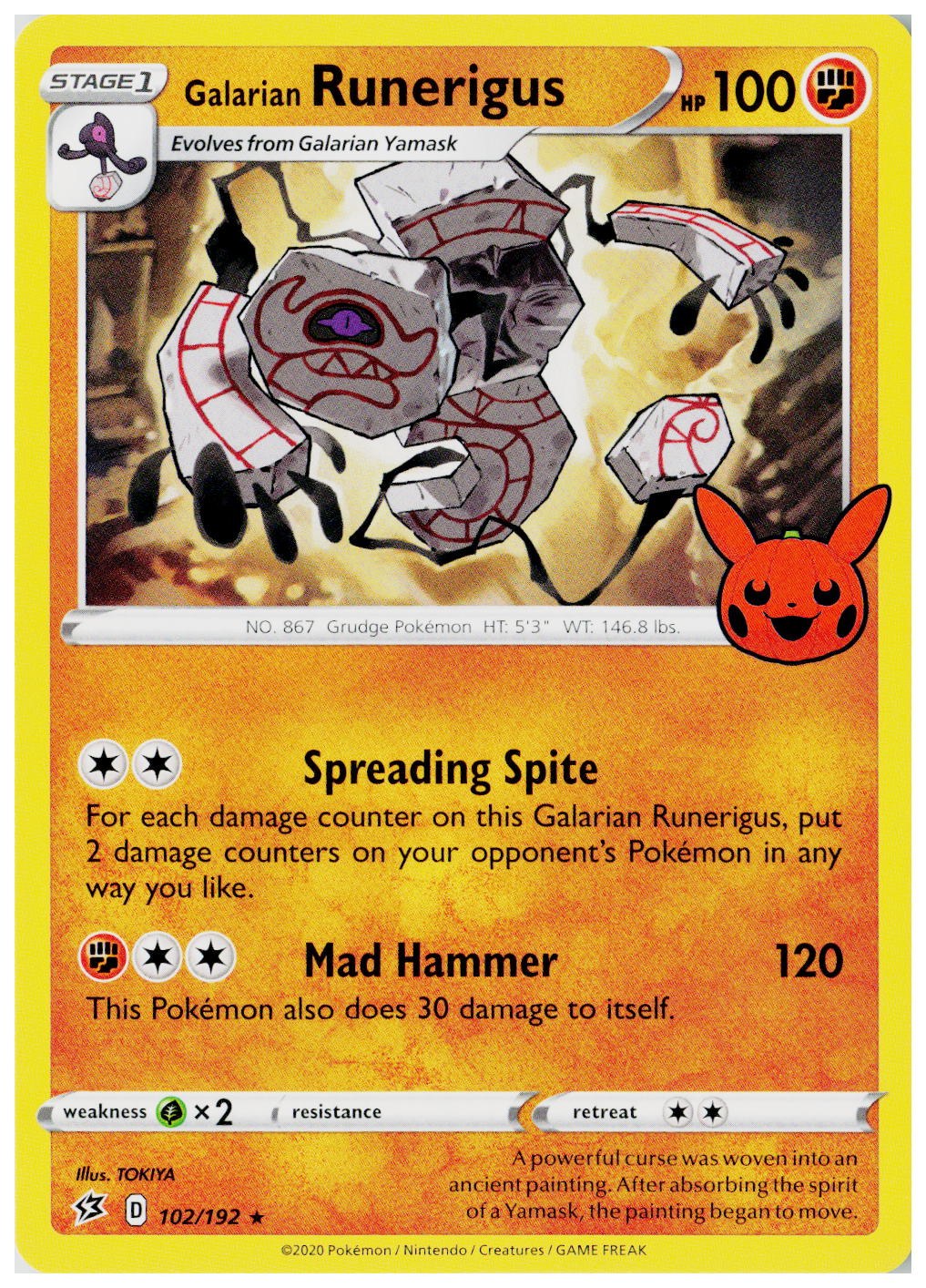 2023 Pokemon TTBB23: Trick or Trade BOOster Bundle #102 Galarian Runerigus