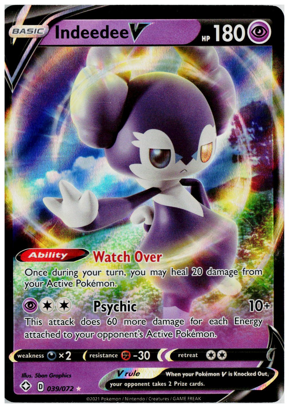 2021 Pokemon SWSH45: Shining Fates #039 Indeedee V