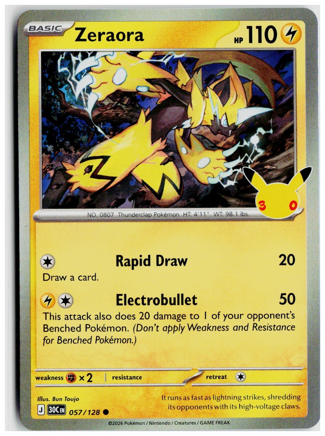 2026 Pokemon ME: 30th Celebration #057 Zeraora