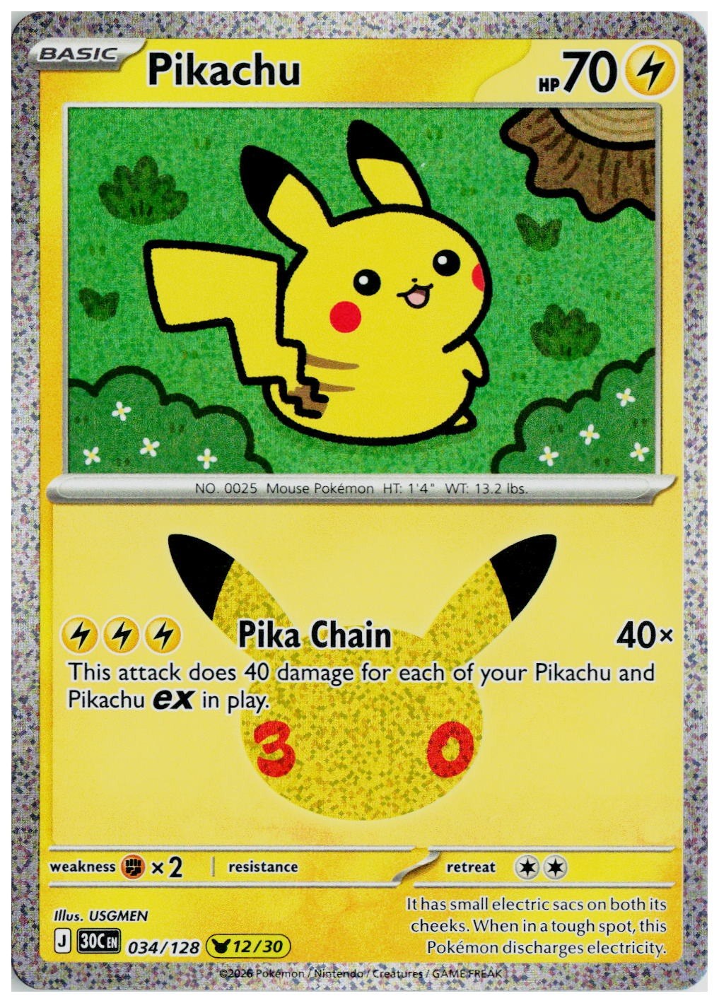 2026 Pokemon ME: 30th Celebration #034 Pikachu