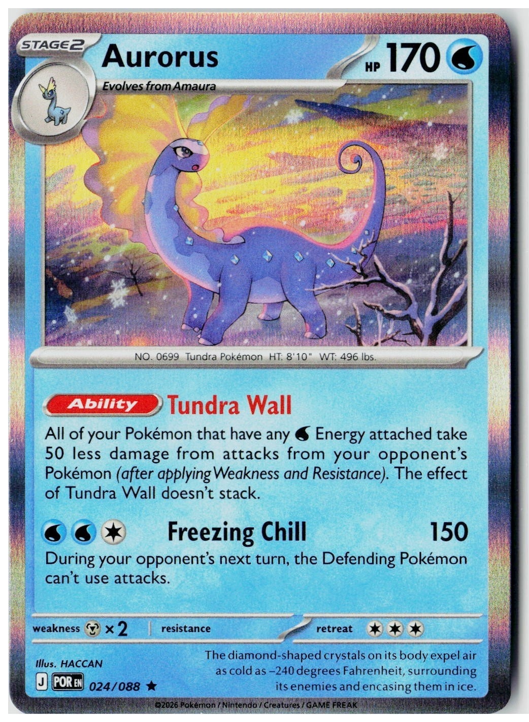2026 Pokemon ME03: Perfect Order Aurorus Holo #024 /88