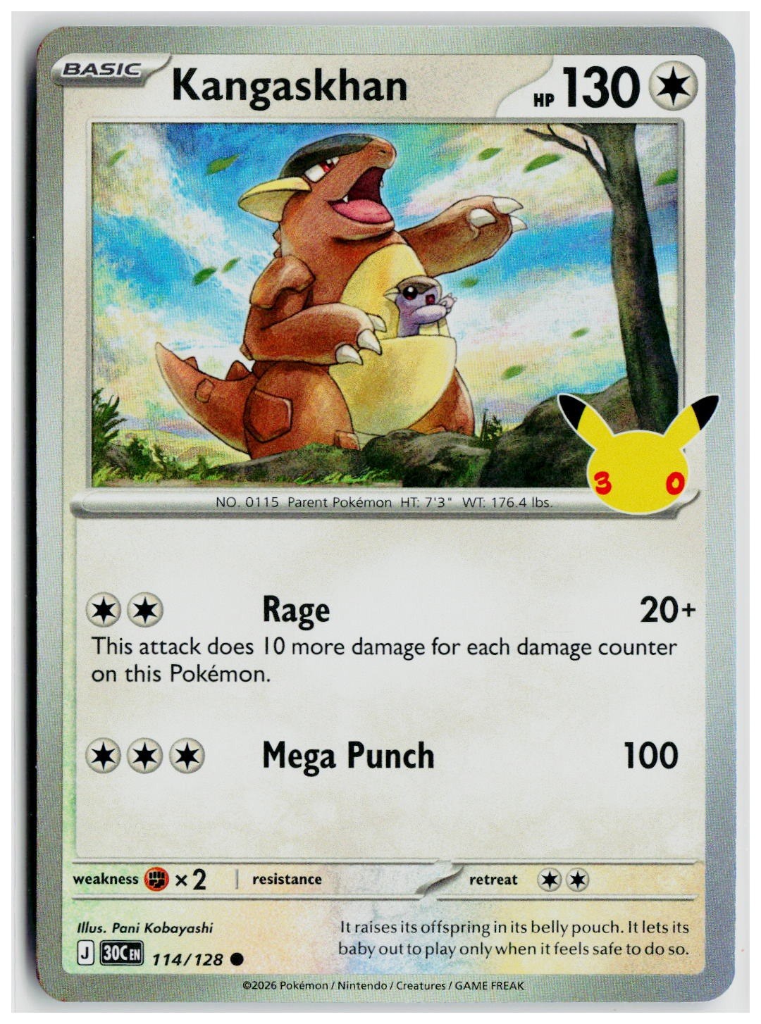 2026 Pokemon ME: 30th Celebration #114 Kangaskhan