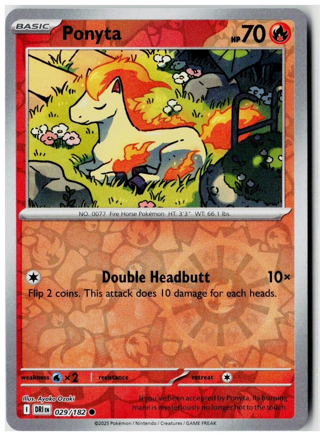 2025 Pokemon SV10: Destined Rivals Ponyta Reverse Holo #029 /182