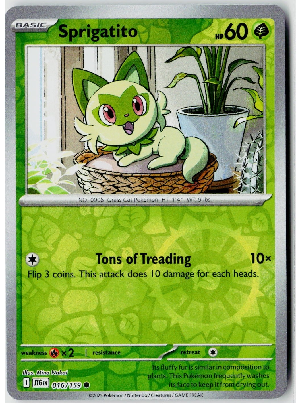 2025 Pokemon SV09: Journey Together Sprigatito Reverse Holo #016 /159