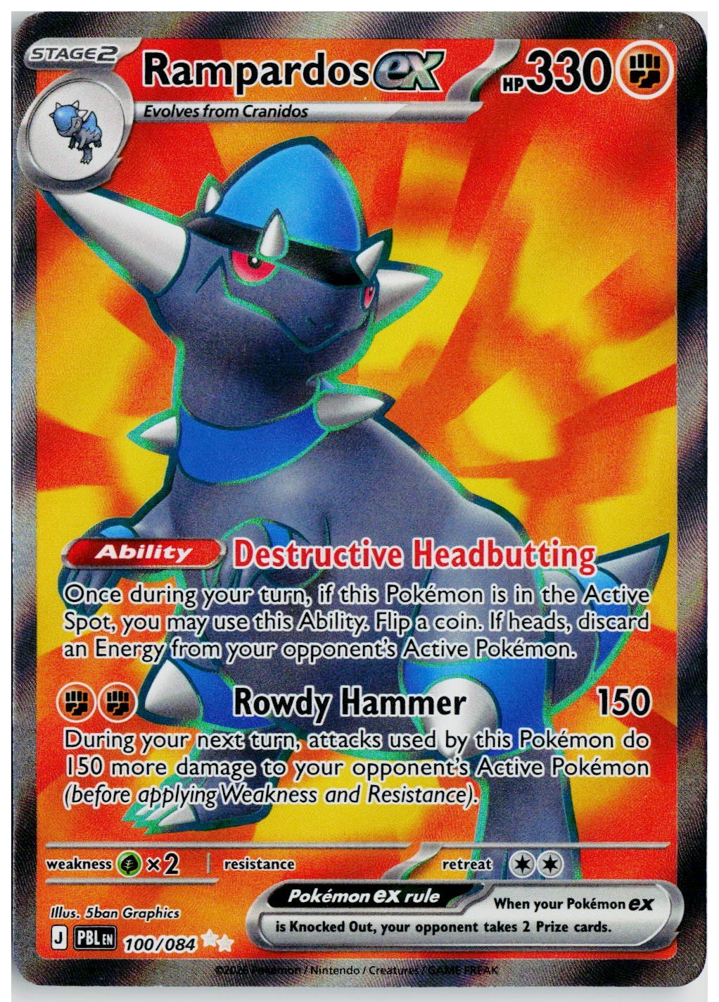 2026 Pokemon ME05: Pitch Black #100 Rampardos ex
