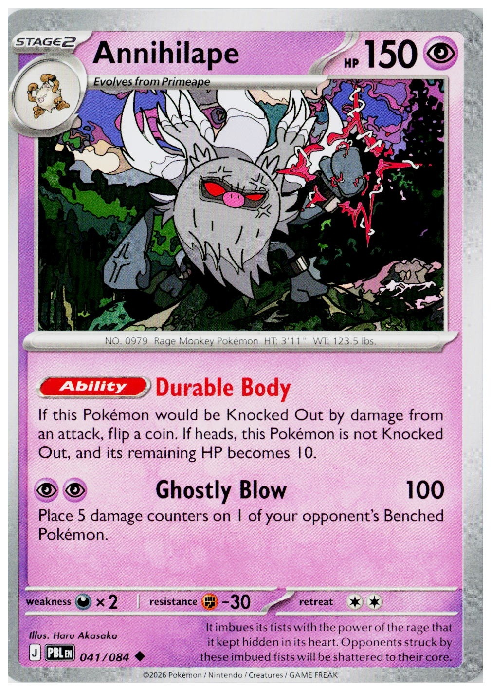 2026 Pokemon ME05: Pitch Black Annihilape Holo #041 /84