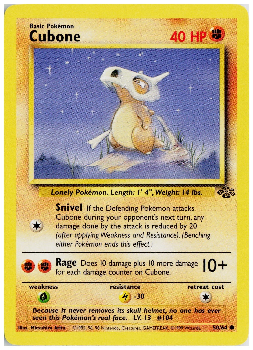 1999 Pokemon Jungle #50 Cubone