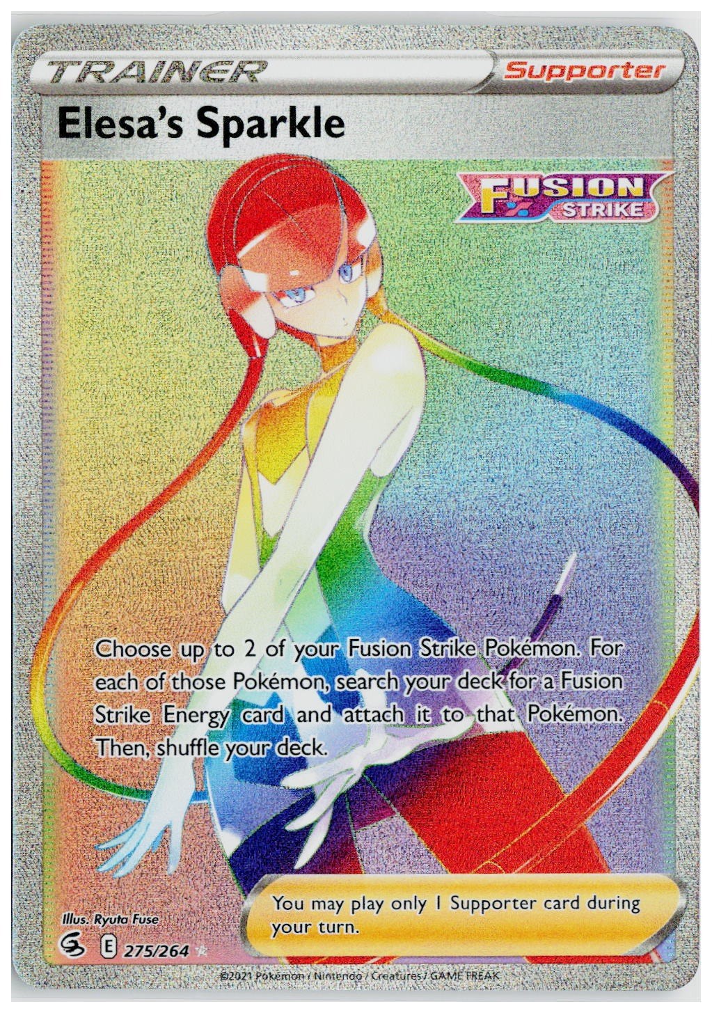 Pokemon 2021 SWSH08: Fusion Strike #275 Elesa's Sparkle (Secret)