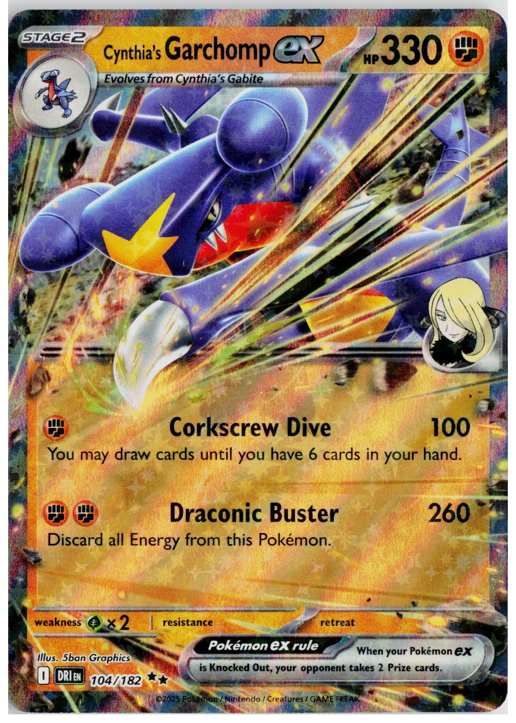 2025 Pokemon SV10: Destined Rivals #104 Cynthia's Garchomp ex