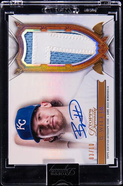 2024 Topps Dynasty Dynasty Autograph Patch #DAP-BW4 Bobby Witt Jr. Signed Game-Used Patch Card (#03/