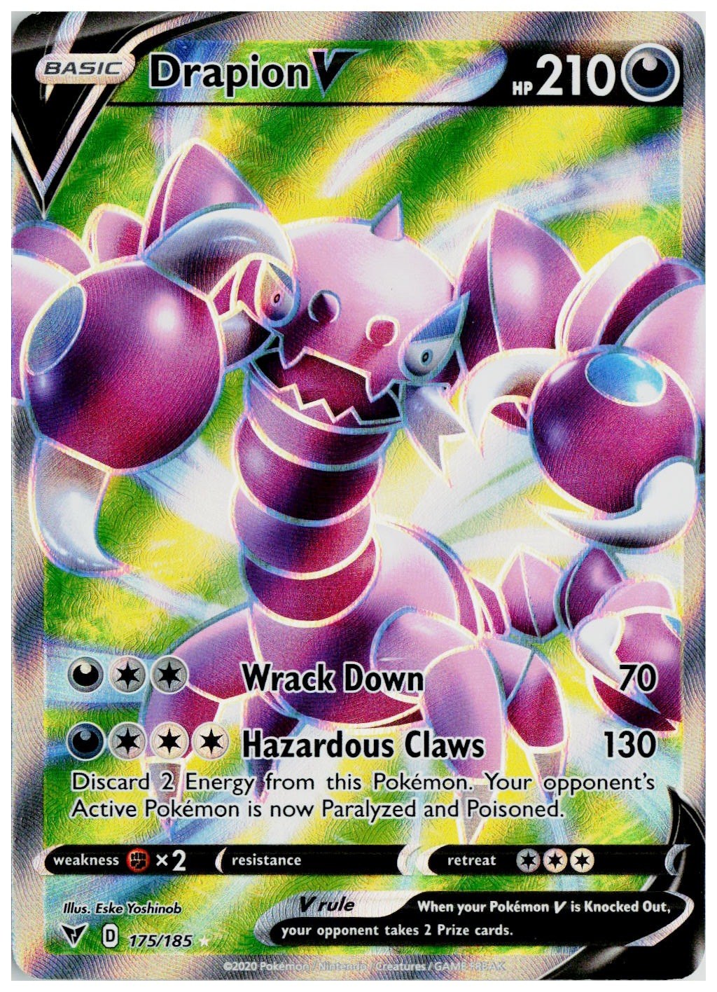 Pokemon 2020 SWSH04: Vivid Voltage #175 Drapion V (Full Art)