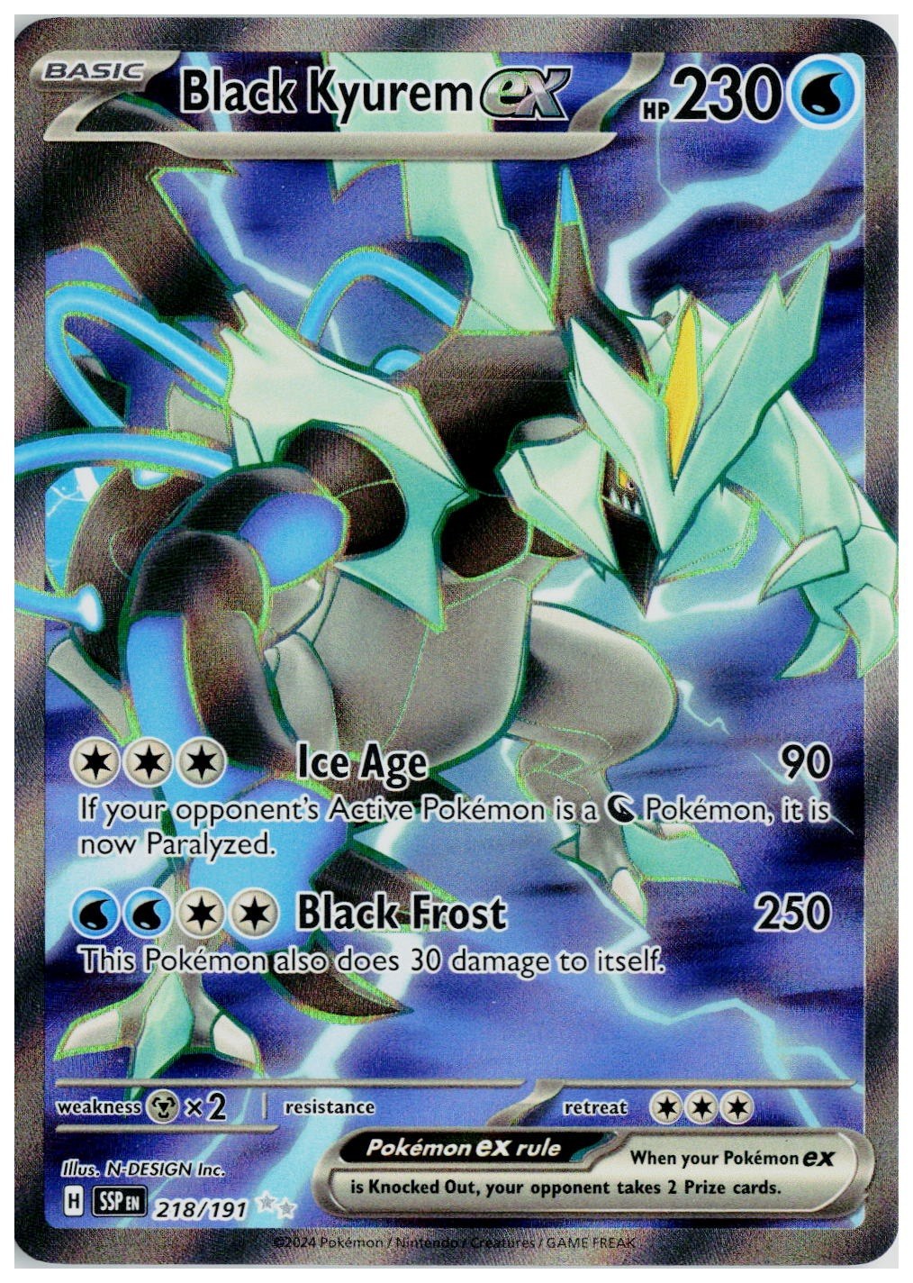 Pokemon 2024 SV08: Surging Sparks #218 Black Kyurem ex