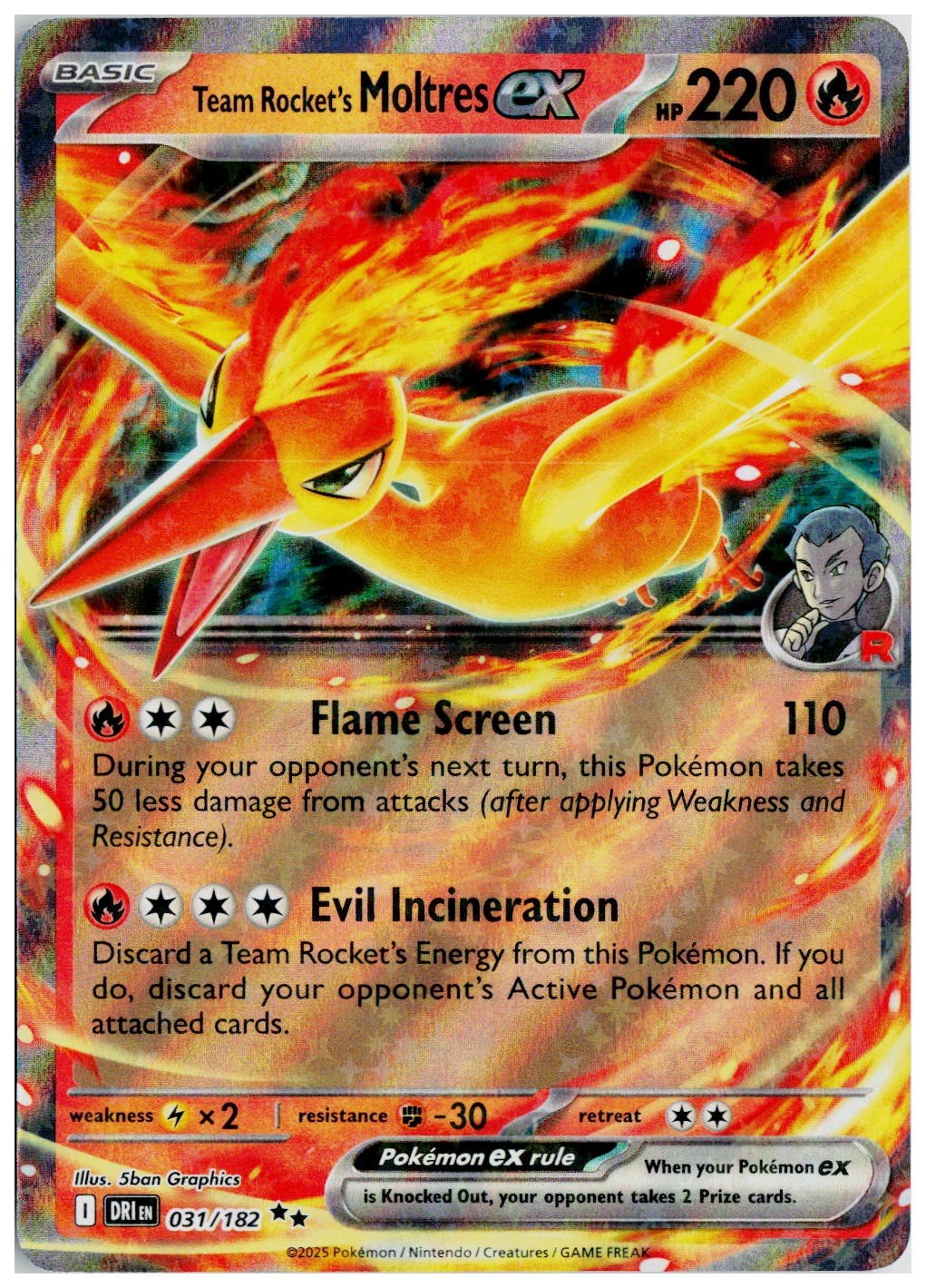 2025 Pokemon SV10: Destined Rivals #031 Team Rocket's Moltres ex