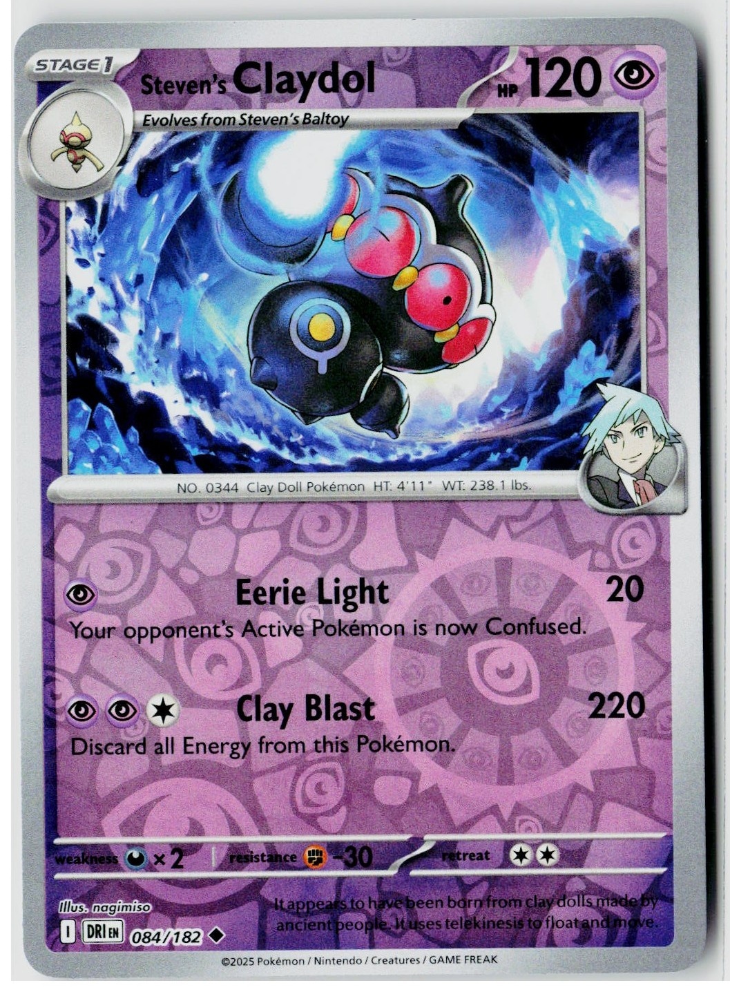 2025 Pokemon SV10: Destined Rivals Steven's Claydol Reverse Holo #084 /182